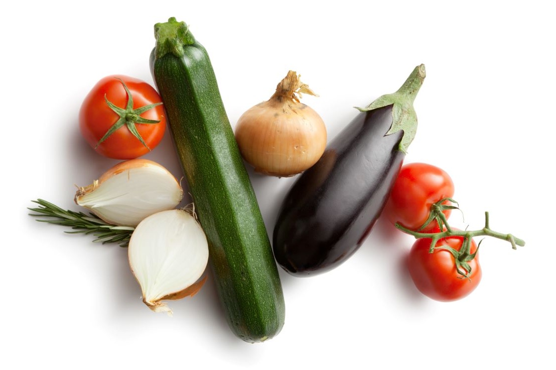 Légumes nécessaires pour la réalisation de la ratatouille.