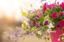 Photo d'une jardinière dans un jardin en été.